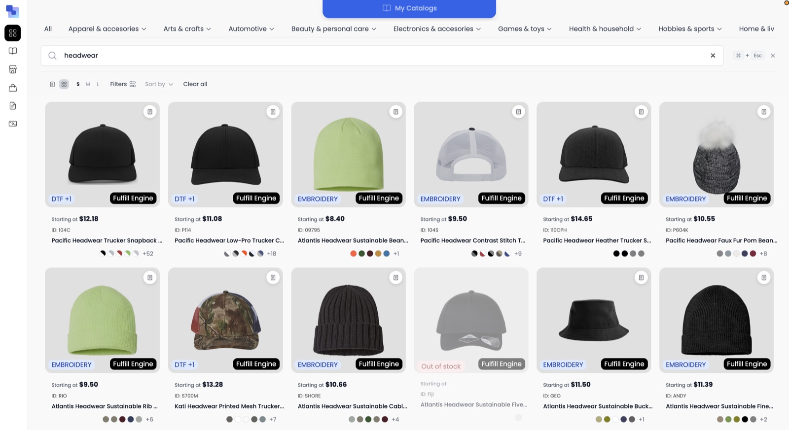 Custom branded headwear in the Brikl marketplace — Pacific Headwear trucker snapbacks and Atlantis beanies