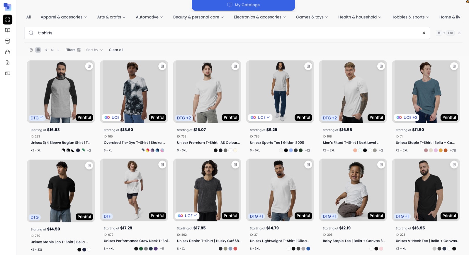 Custom branded t-shirts in the Brikl marketplace — Bella+Canvas, AS Colour, Gildan and Next Level tees