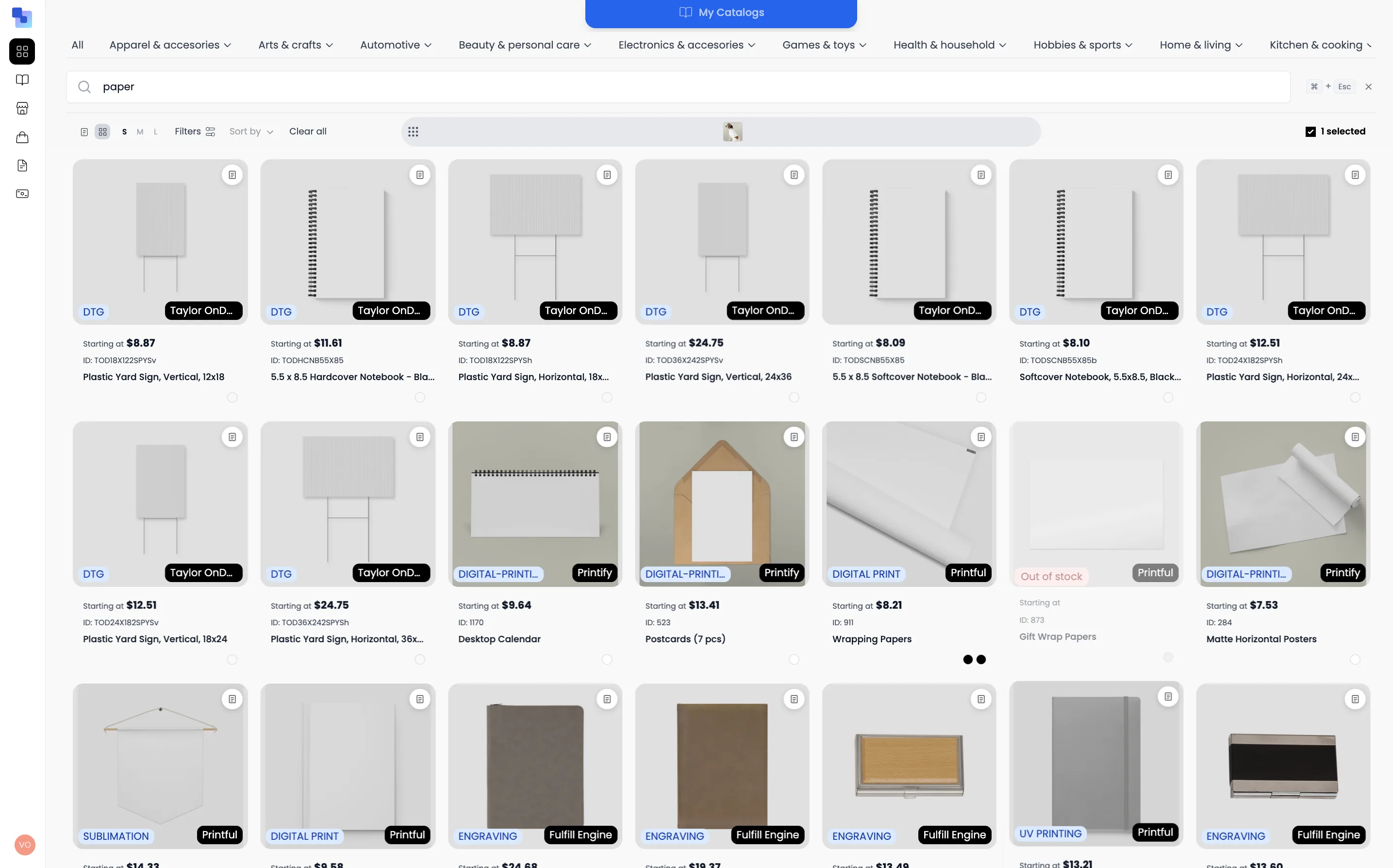Print-on-demand paper products on Brikl — stickers, business cards, posters, and signage