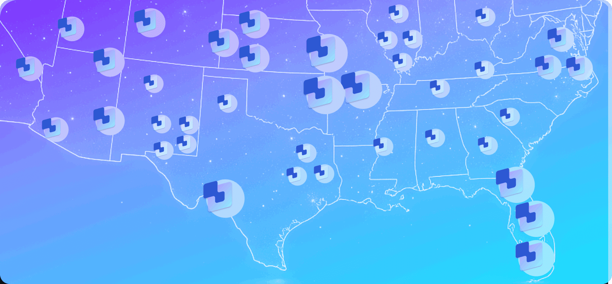 Brikl global operations map showing offices in the US and Europe